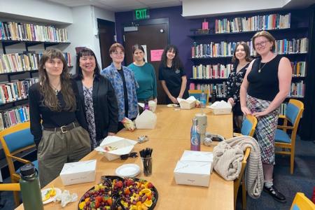 Pictured from left to right: Lilly Kirk, Dr. Cecilia Herles, Morgan Arrington, Bailey Smith, Kenzie Locke, Madison Mize, and Brooke McDermott.